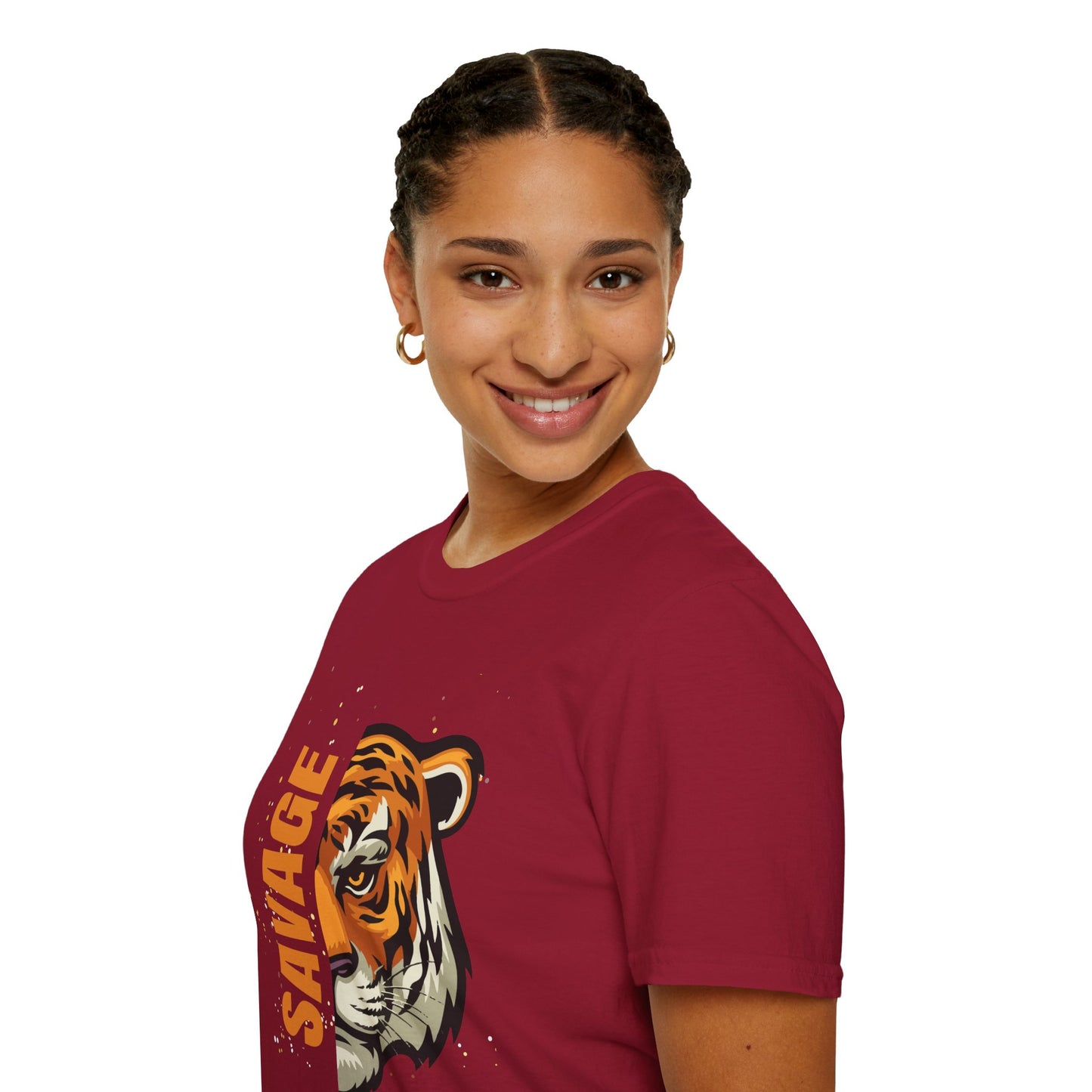 Savage Tiger Unisex Softstyle T-Shirt - Trendy Graphic Tee for Animal Lovers