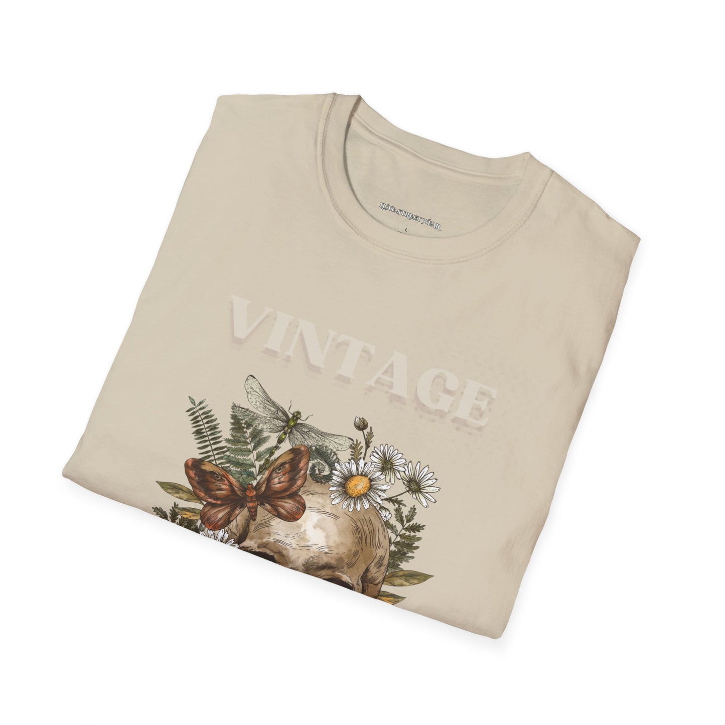 Vintage Floral Skull Unisex Softstyle T-Shirt