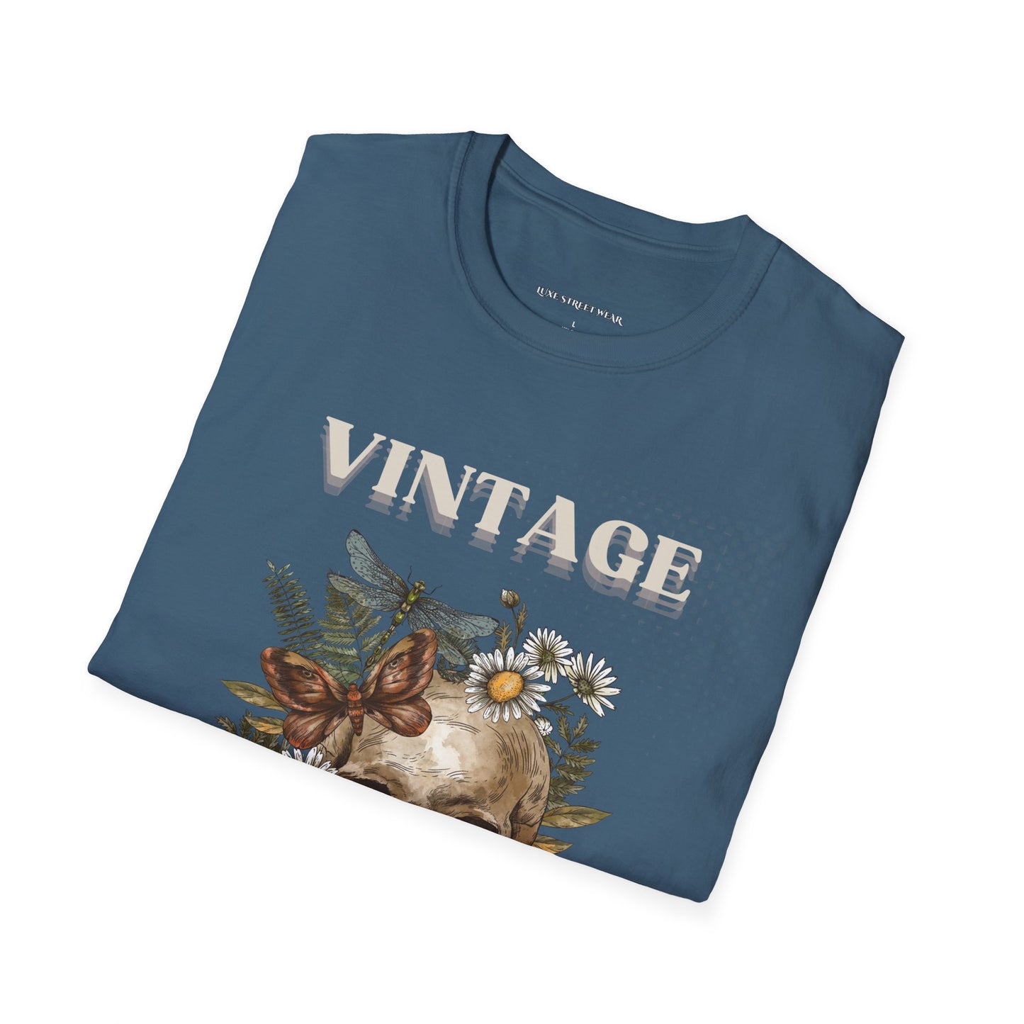 Vintage Floral Skull Unisex Softstyle T-Shirt