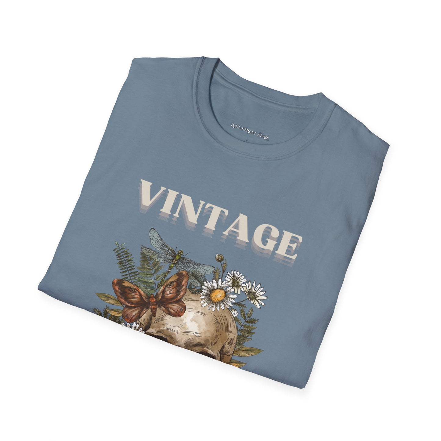 Vintage Floral Skull Unisex Softstyle T-Shirt