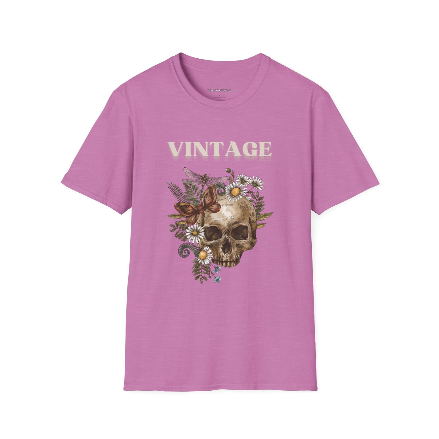 Vintage Floral Skull Unisex Softstyle T-Shirt