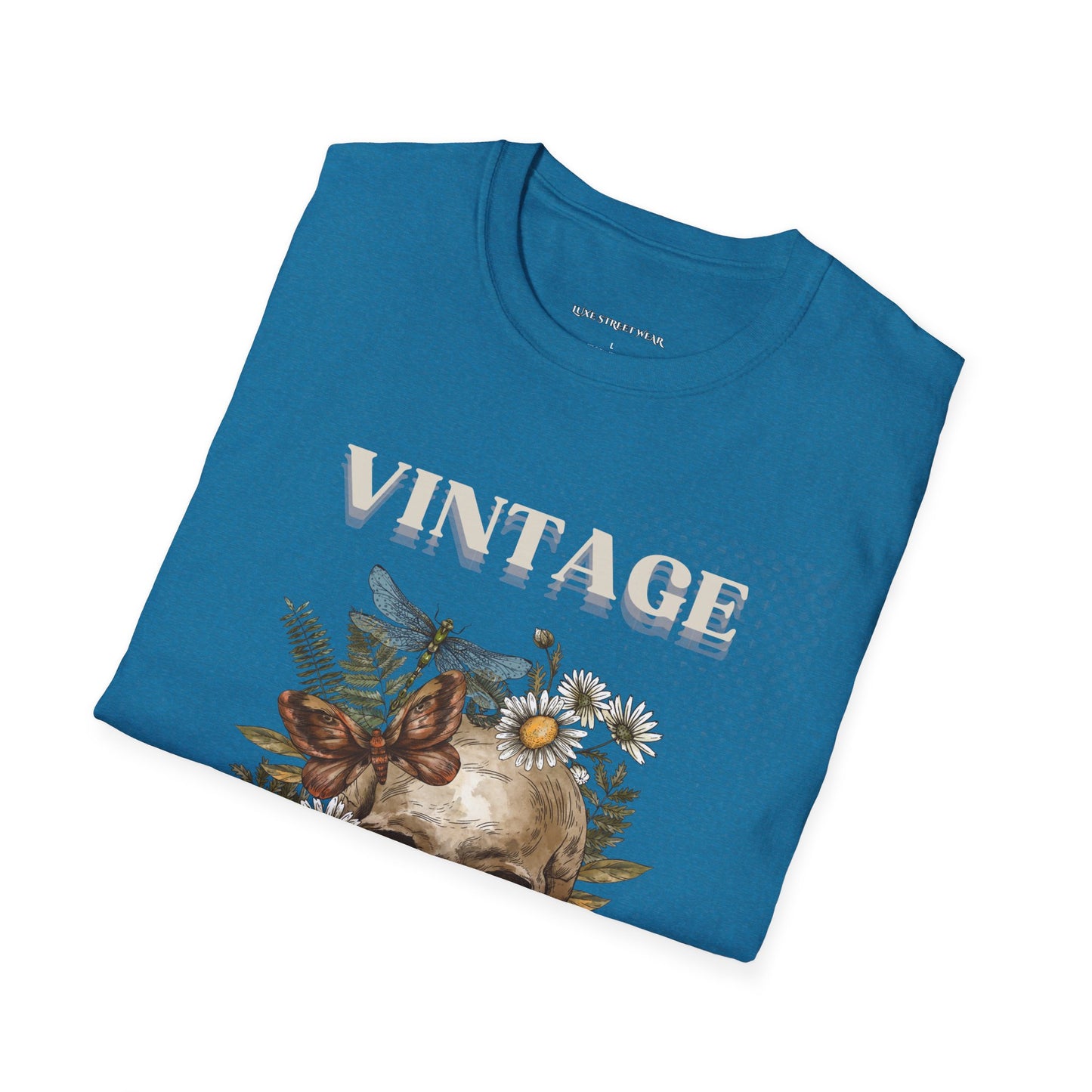 Vintage Floral Skull Unisex Softstyle T-Shirt