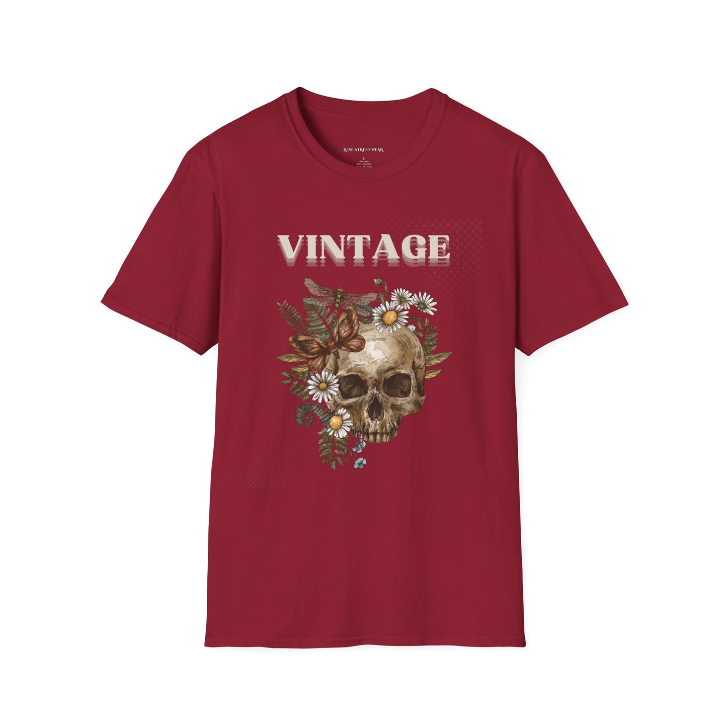 Vintage Floral Skull Unisex Softstyle T-Shirt