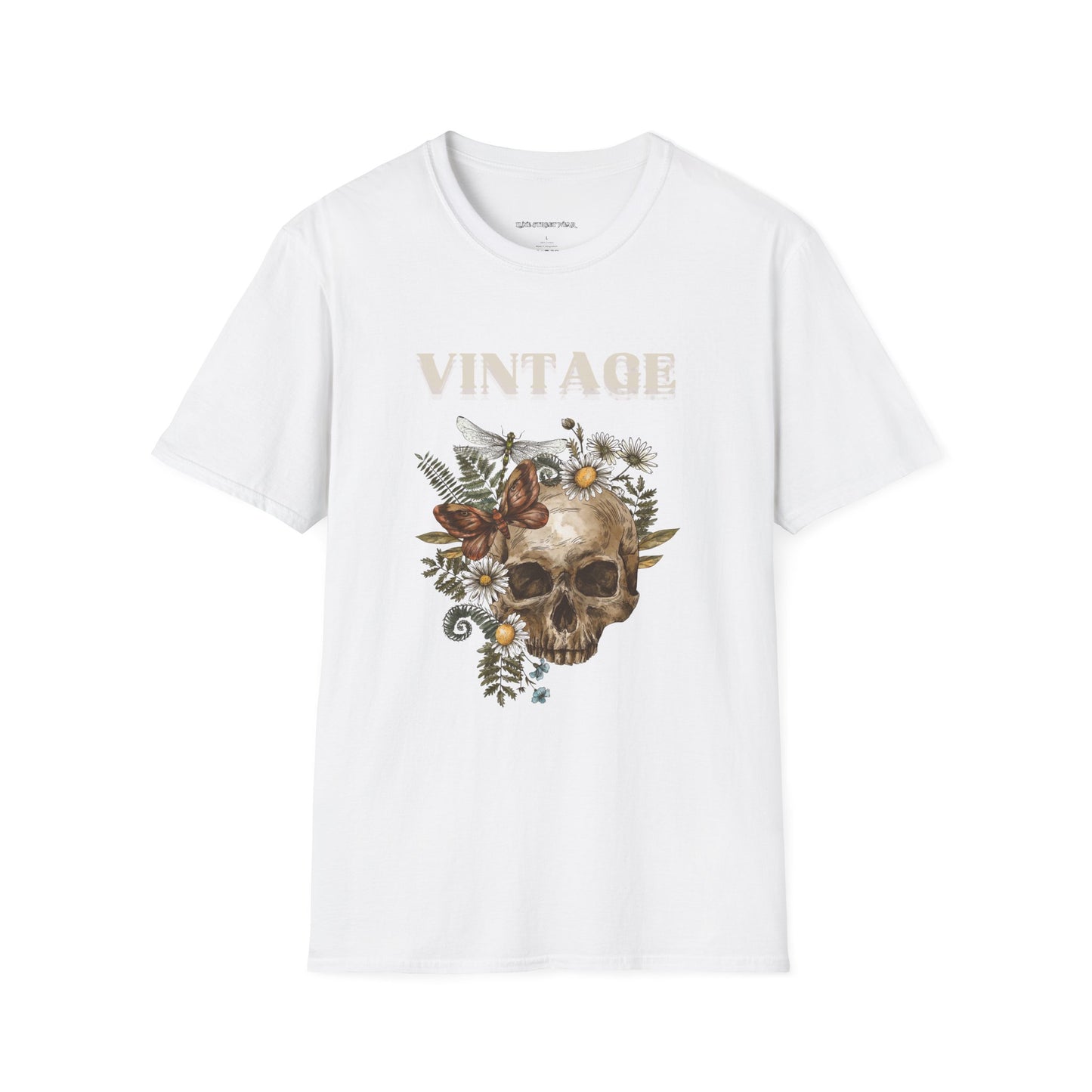 Vintage Floral Skull Unisex Softstyle T-Shirt