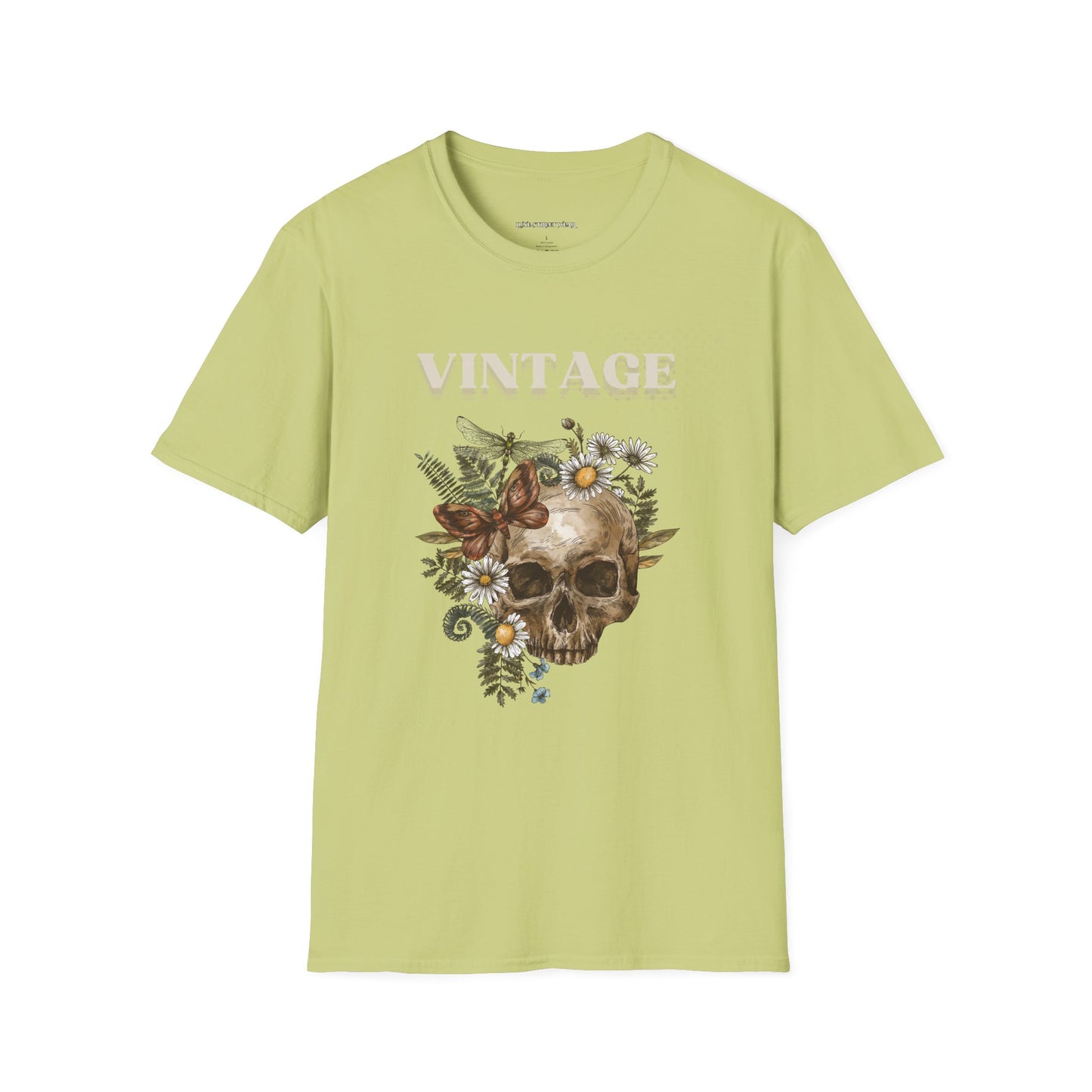 Vintage Floral Skull Unisex Softstyle T-Shirt