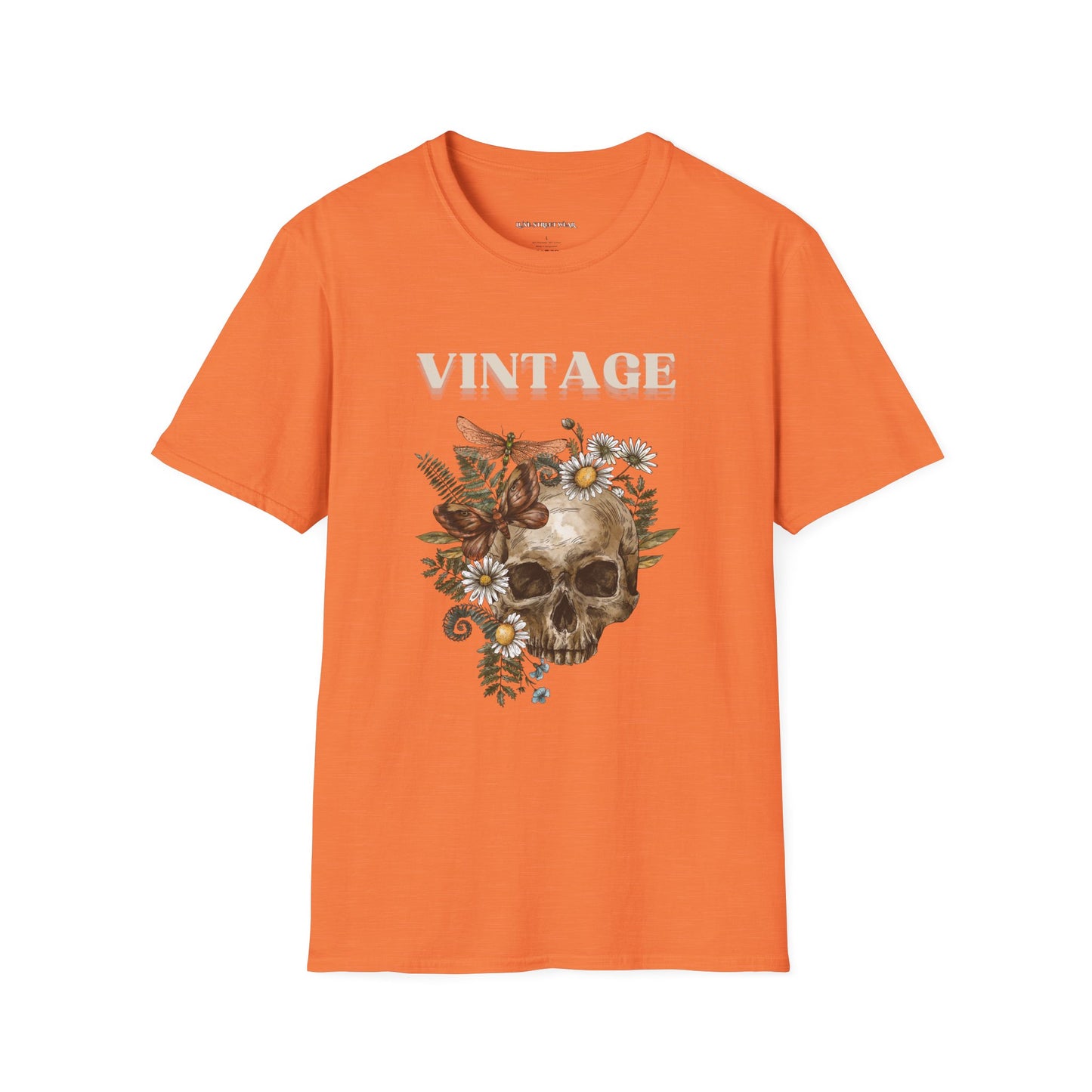 Vintage Floral Skull Unisex Softstyle T-Shirt