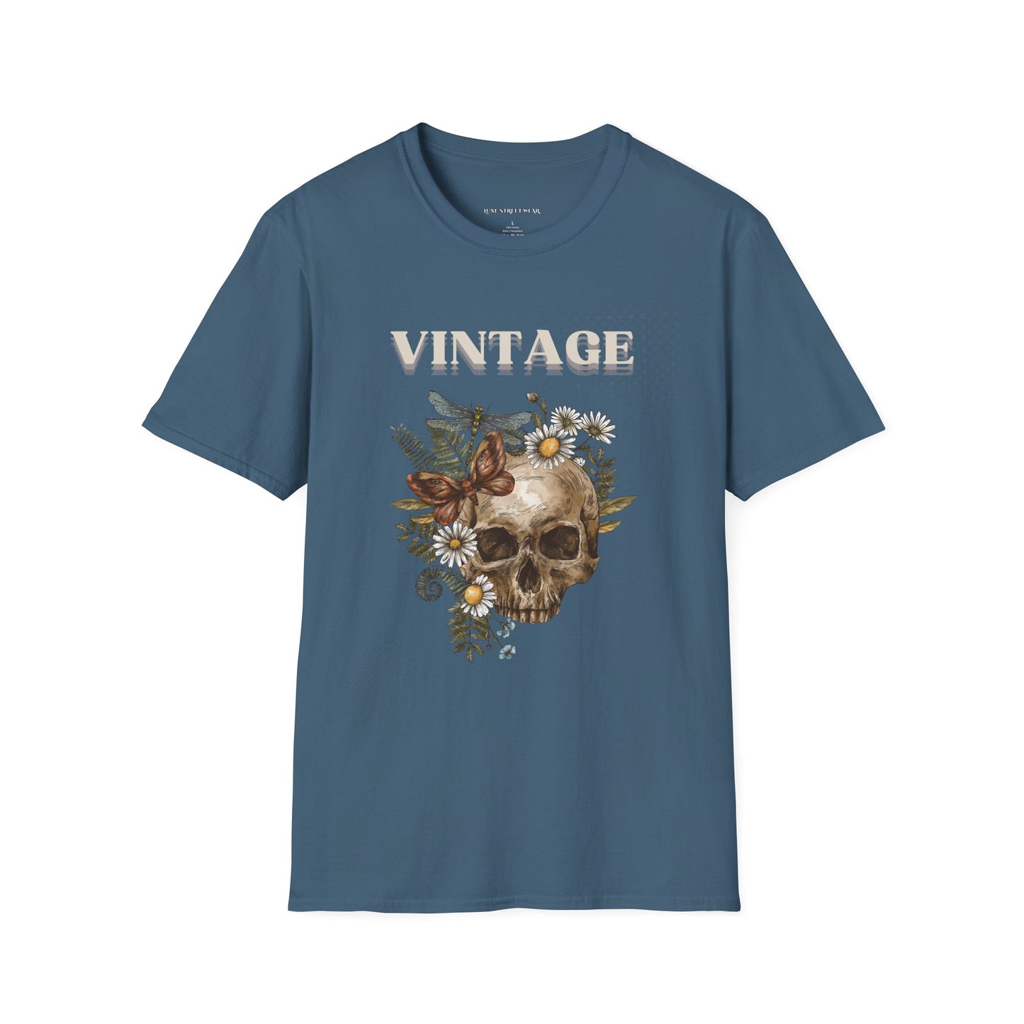 Vintage Floral Skull Unisex Softstyle T-Shirt