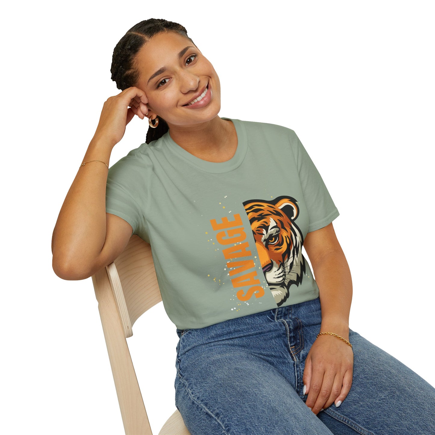 Savage Tiger Unisex Softstyle T-Shirt - Trendy Graphic Tee for Animal Lovers