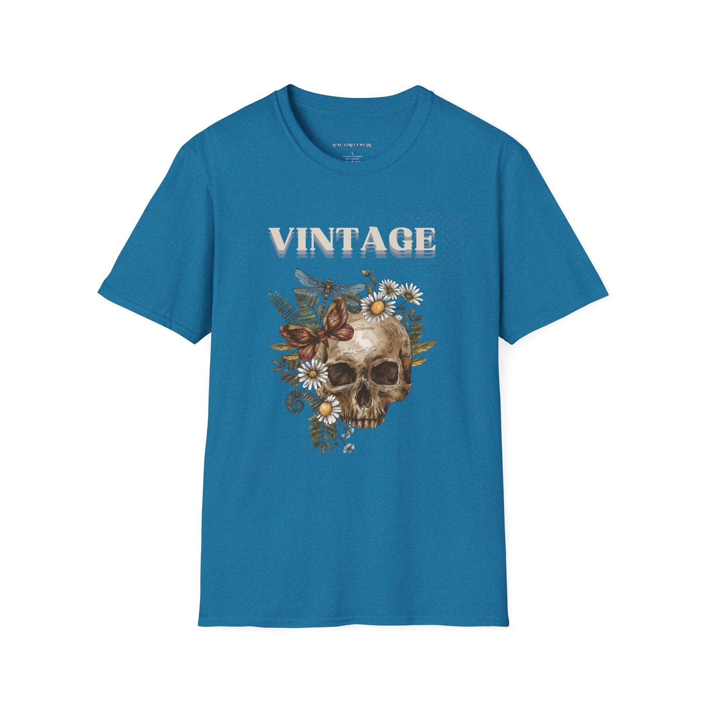Vintage Floral Skull Unisex Softstyle T-Shirt