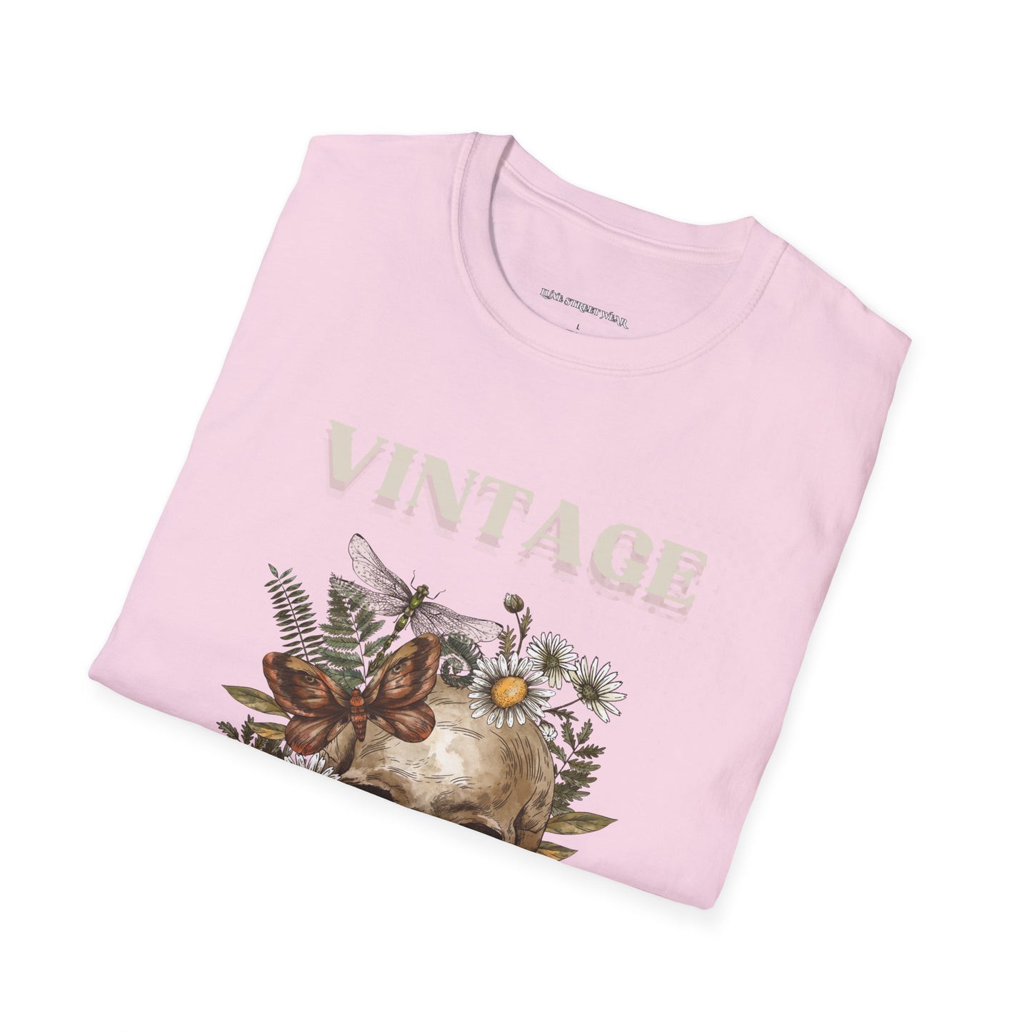 Vintage Floral Skull Unisex Softstyle T-Shirt