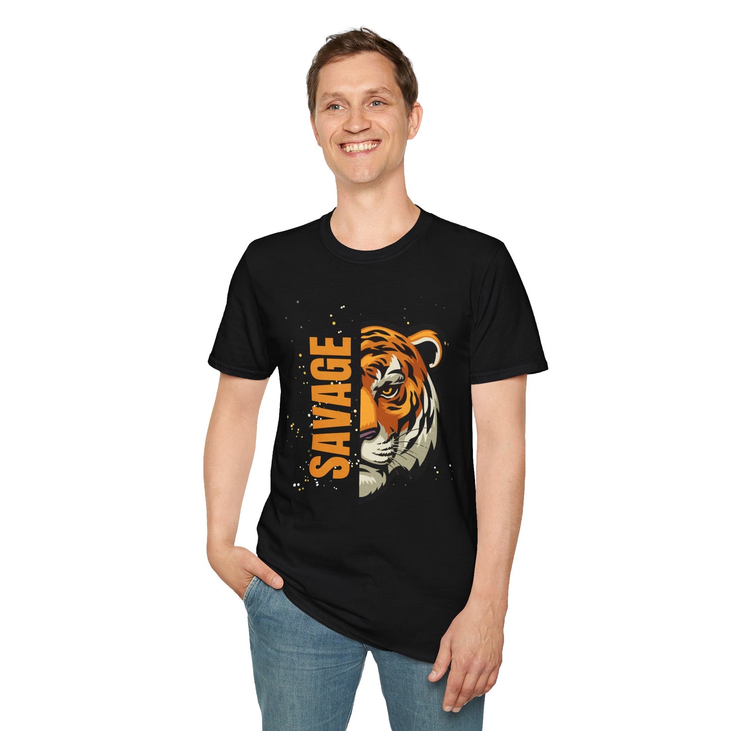 Savage Tiger Unisex Softstyle T-Shirt - Trendy Graphic Tee for Animal Lovers