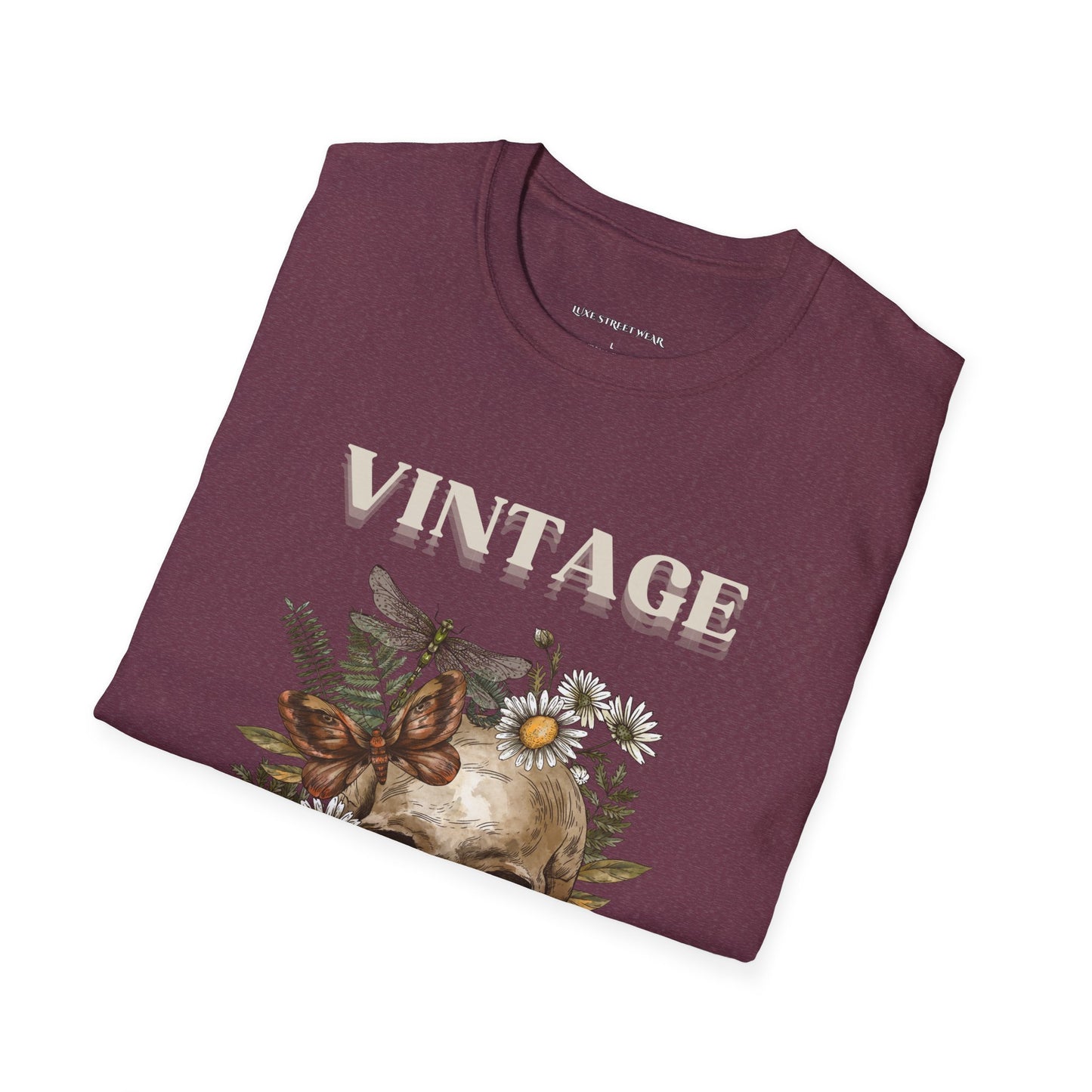 Vintage Floral Skull Unisex Softstyle T-Shirt