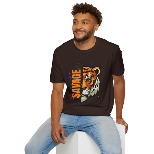 Savage Tiger Unisex Softstyle T-Shirt - Trendy Graphic Tee for Animal Lovers