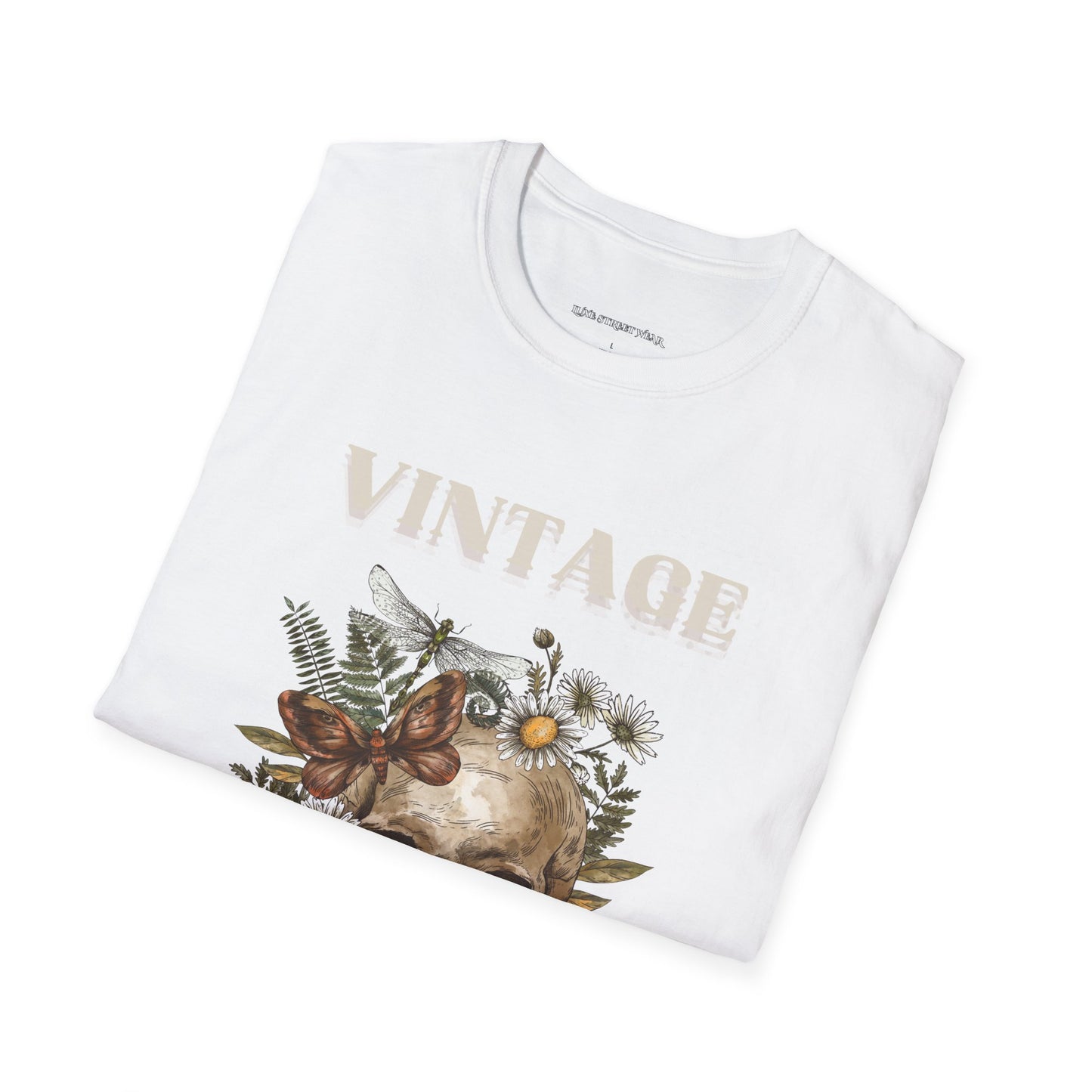 Vintage Floral Skull Unisex Softstyle T-Shirt