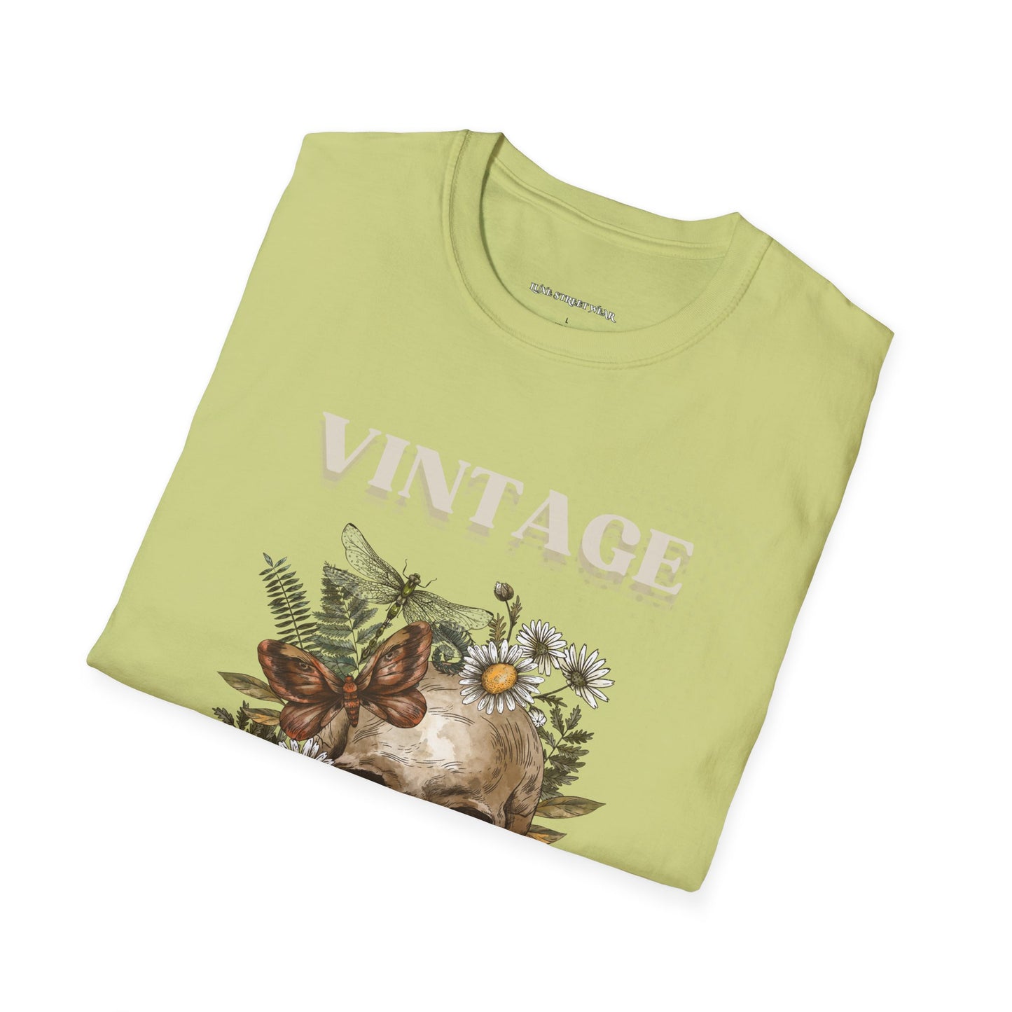 Vintage Floral Skull Unisex Softstyle T-Shirt