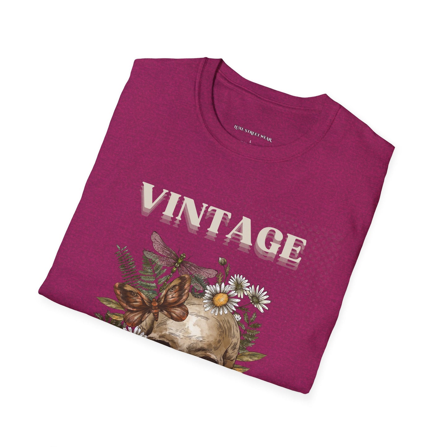 Vintage Floral Skull Unisex Softstyle T-Shirt