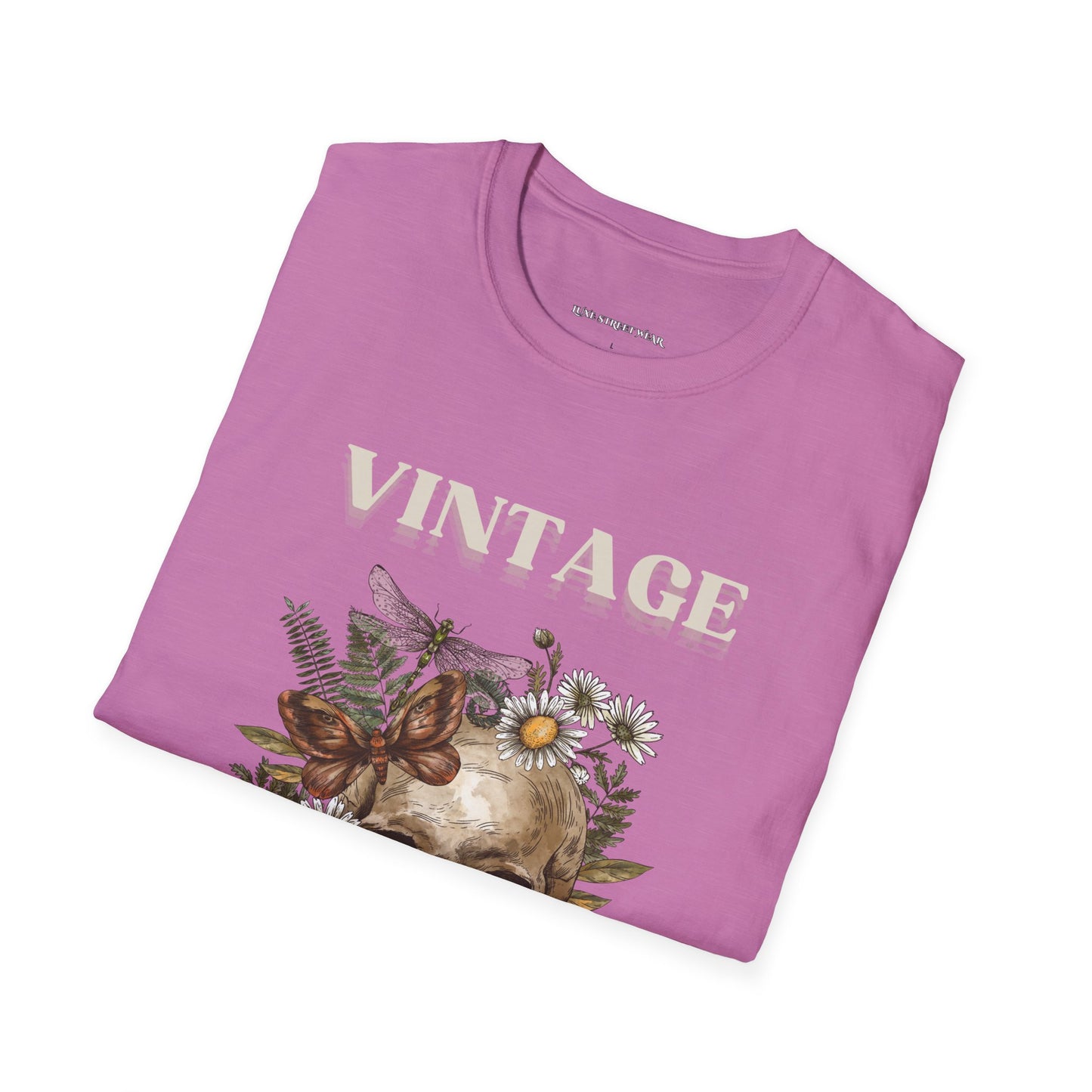 Vintage Floral Skull Unisex Softstyle T-Shirt