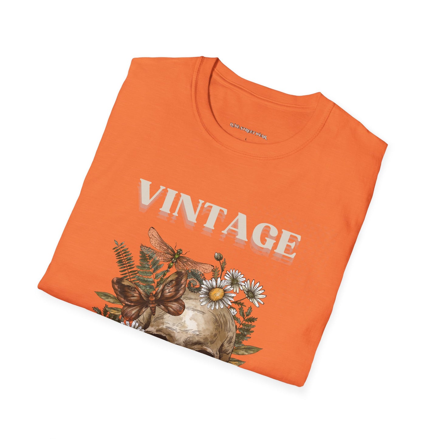 Vintage Floral Skull Unisex Softstyle T-Shirt