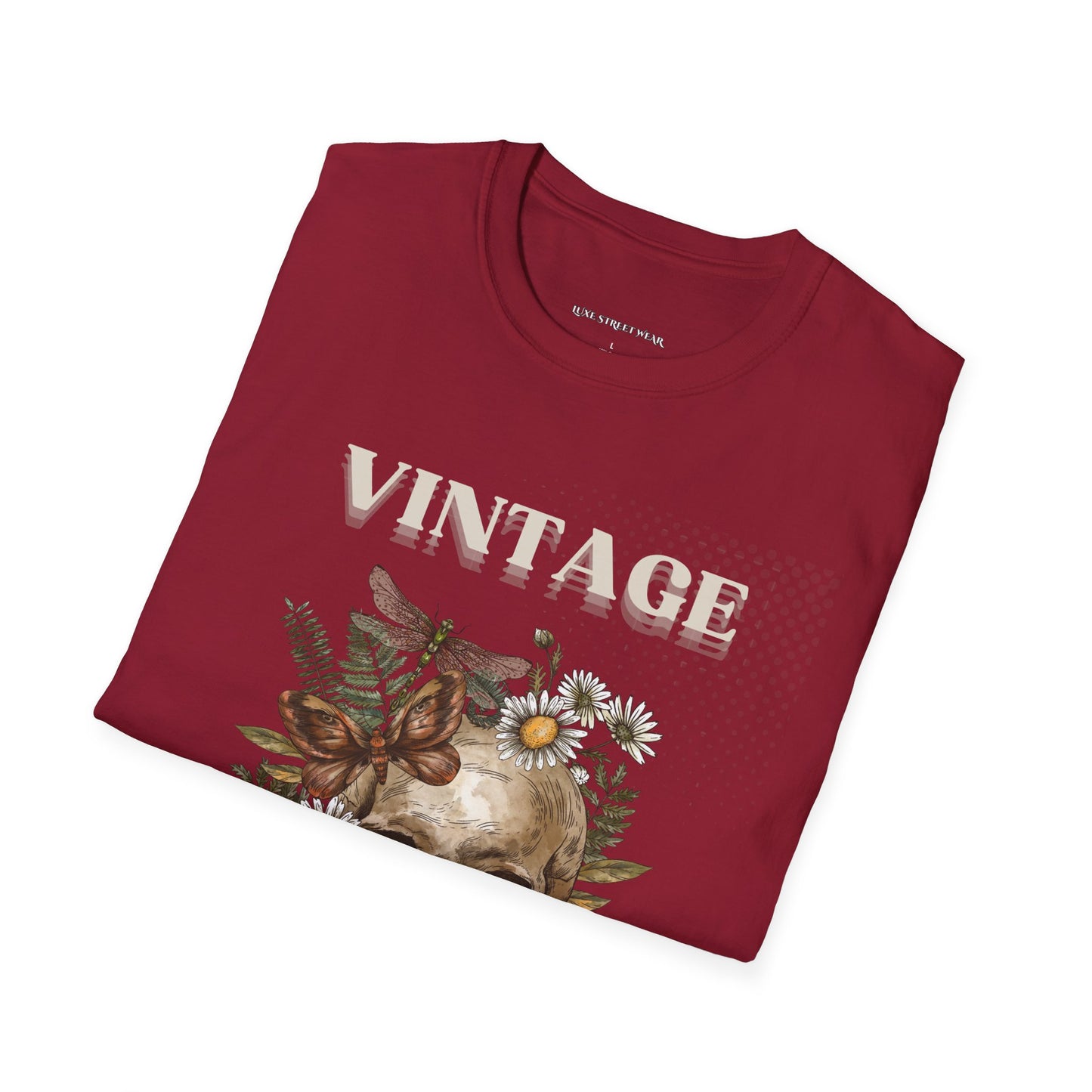 Vintage Floral Skull Unisex Softstyle T-Shirt