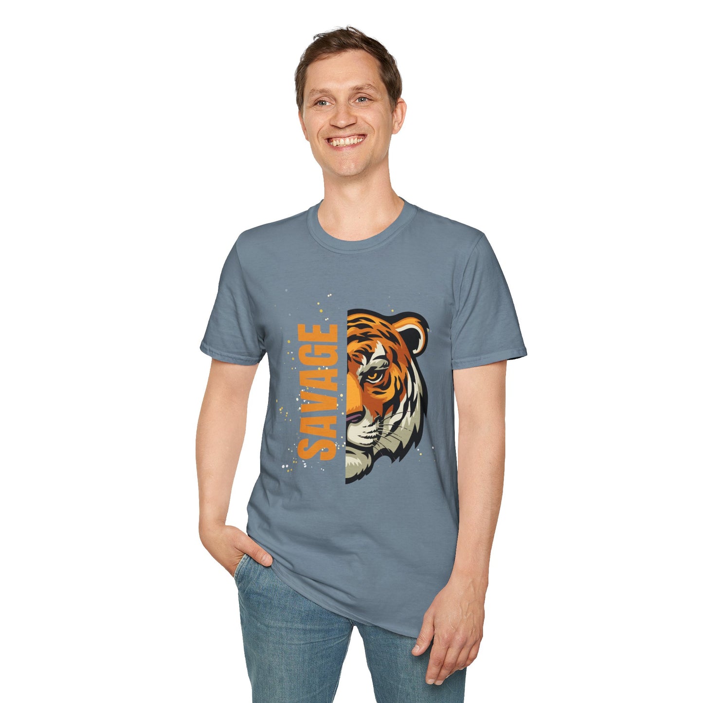 Savage Tiger Unisex Softstyle T-Shirt - Trendy Graphic Tee for Animal Lovers