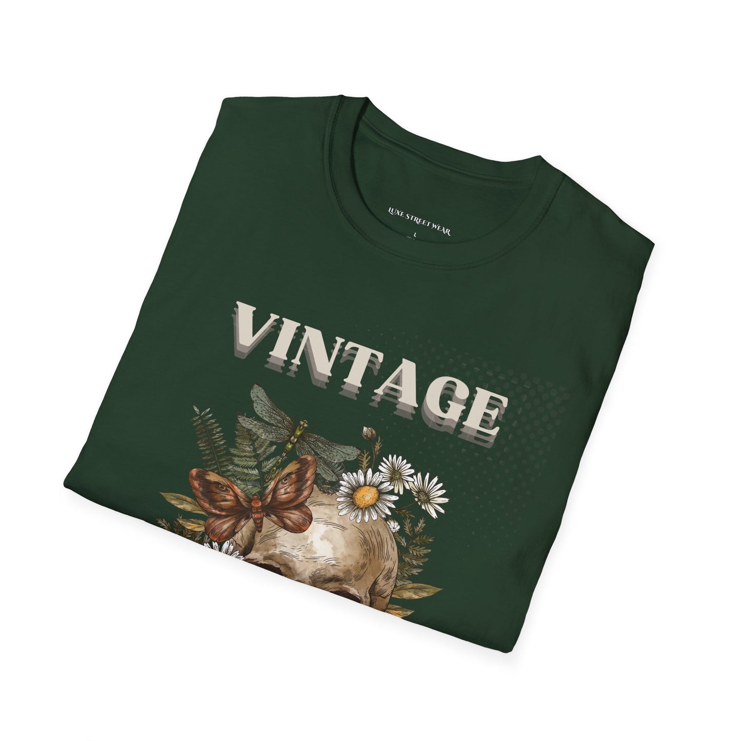 Vintage Floral Skull Unisex Softstyle T-Shirt